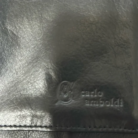 Vintage Black leather travel organizer/wristlet by Carlo Amboldi - Picture 2 of 9
